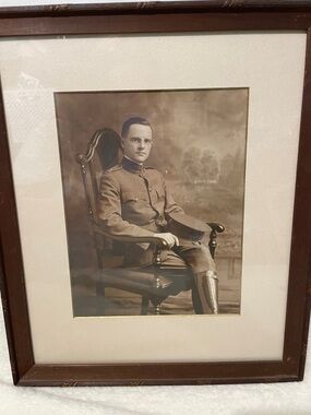 Framed Vintage Sepia Military Portrait